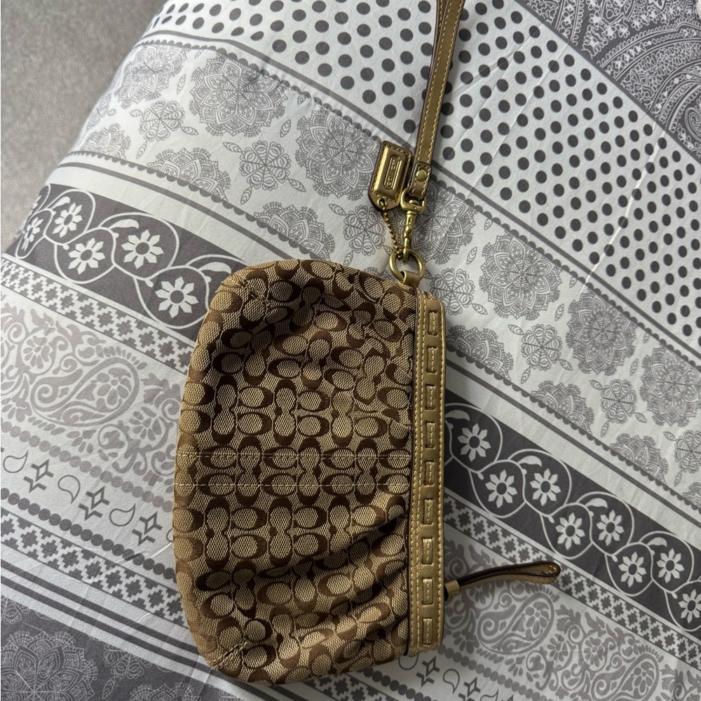 Coach Brown Signature Wristlet